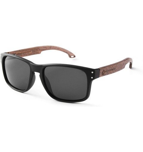 Aviator Sunglasses For Men With Polarized Lens Handmade Bamboo Sunglasses For Men&Women - A Walnut Black - CG185DTOOIA $22.01