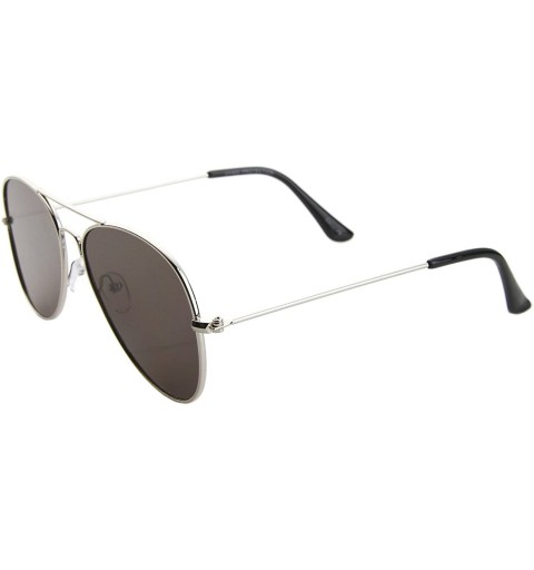 Aviator Classic Teardrop Full Metal Frame Gradient Flat Lens Aviator Sunglasses 54mm - Silver / Smoke - CA128PMCIK1 $9.41