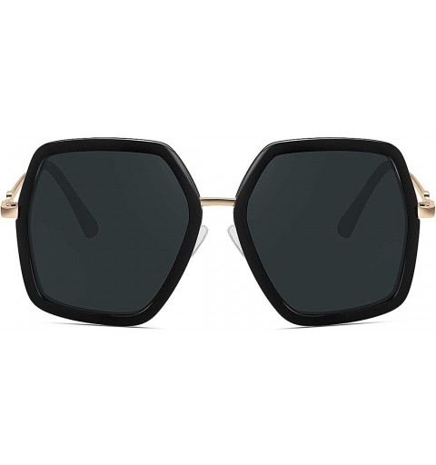 Square Oversized Big Fashion Sunglasses For Women Irregular Fashion Shades - Black - CC18S7NLMQ7 $12.38