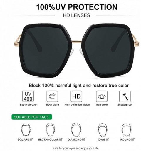 Square Oversized Big Fashion Sunglasses For Women Irregular Fashion Shades - Black - CC18S7NLMQ7 $12.38