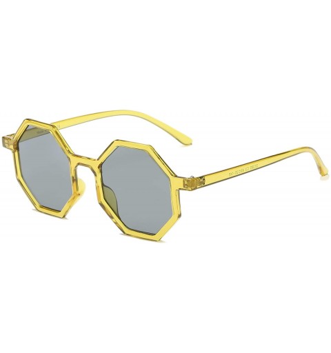 Goggle Women Geometric Round Funky Hipster Fashion Sunglasses - Yellow - CT18WU9KIGC $19.54