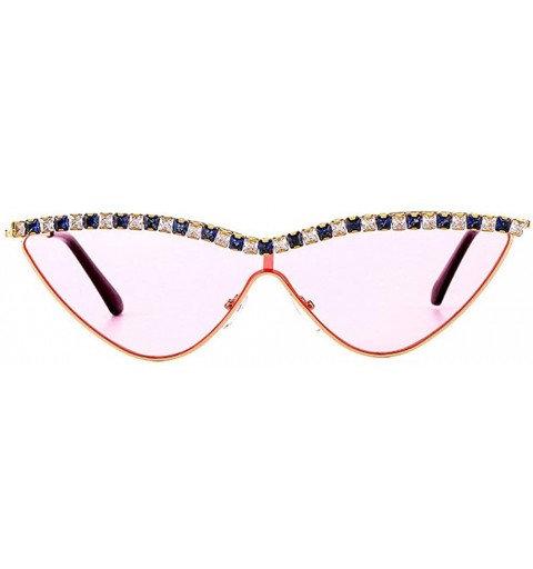 Shield One-piece Diamond Cat Sunglasses Women Small Shield Fashion Novelty Club Party Sunglasses - Pink - CS194L70Z9U $12.40