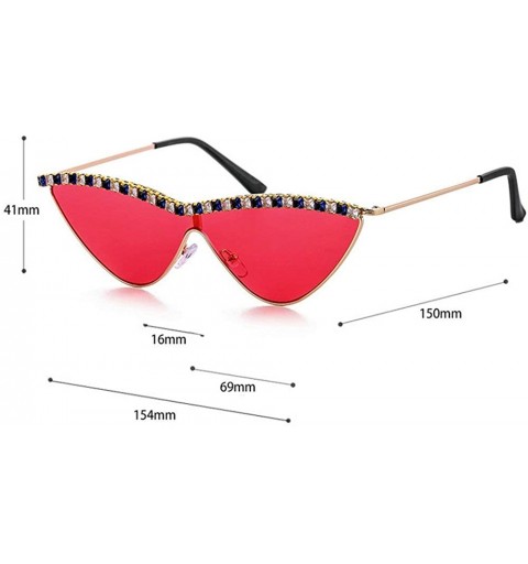 Shield One-piece Diamond Cat Sunglasses Women Small Shield Fashion Novelty Club Party Sunglasses - Pink - CS194L70Z9U $12.40