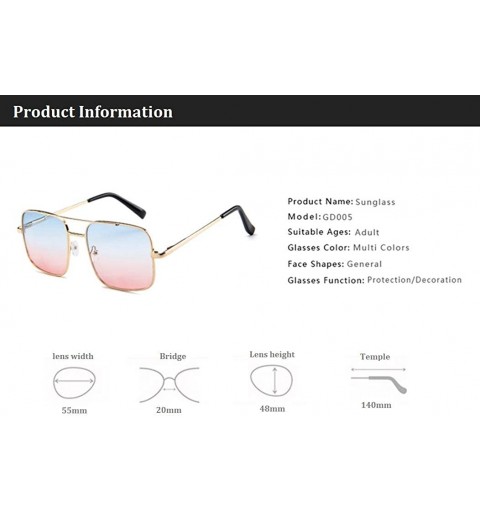 Oversized Rectangle Metal Sunglasses for Women Men Nonpolarized UV Protection MLSGD005 - Red - C518WGY20MW $10.92