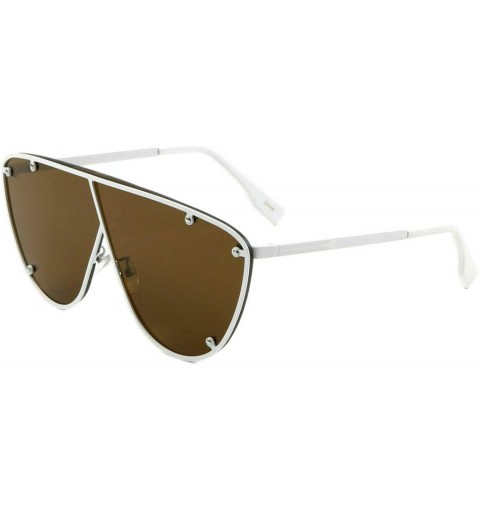 Shield Luxury XL Oversized Retro Shield Aviator Sunglasses - White Frame - CV18WKKS9MN $20.89