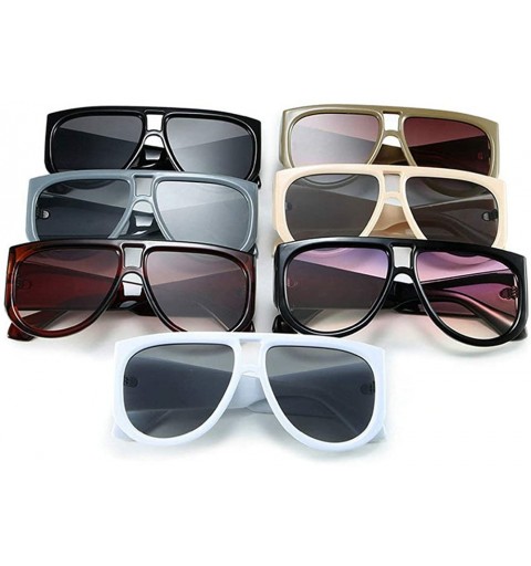 Round Fashion Oversized Shield Sunglasses Women Sunshade Glasses Vintage Flat Top Round Futuristic Sunglasses - Black - CT192...