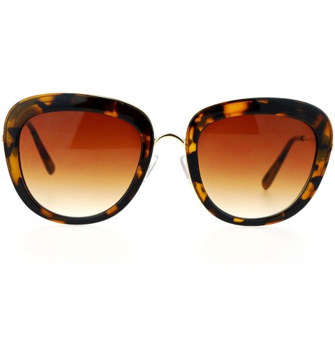 Butterfly Womens Metal Core Brow Trim Butterfly Sunglasses - Tortoise Brown - CA12FLPHTZ9 $9.90