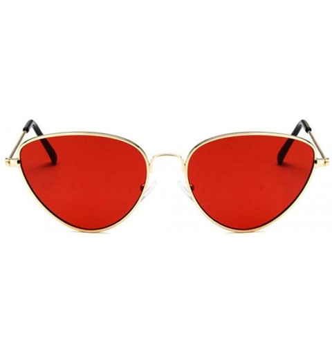 Aviator Sunglasses Women Cat Eye Metal Frame Retro Brand Designer Sun C1 Gold Red Multi - C1 Gold Red - CJ18YZWT8NX $8.14