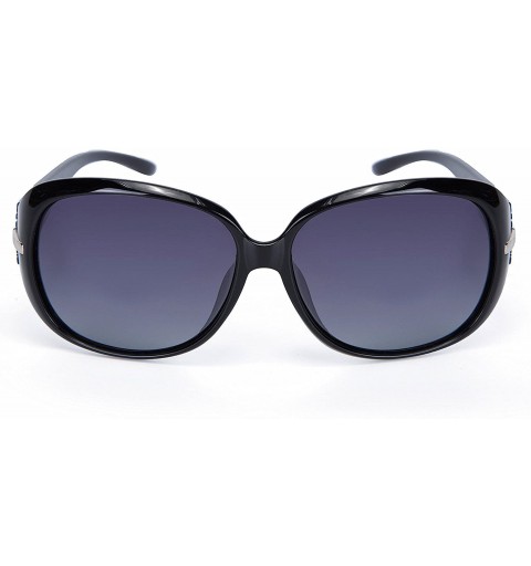 Sport Women's Shades Classic Oversized Polarized Sunglasses 100% UV Protection - Black Frame Gray Lens - CZ17Z68CXWT $11.19