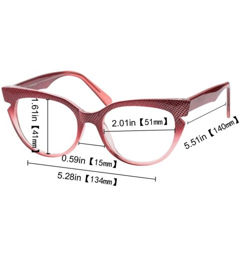 Cat Eye Womens Hit Color Grid Pattern Cat Eye Reading Glass Eyeglass Frame - Red - C118IHTA9YD $13.17