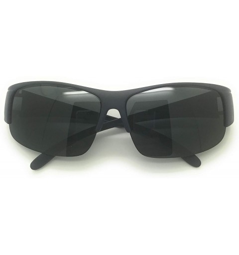 Rimless Over Glasses Sunglasses Polarized Lens for Women Men Semi Rimless Frame Fit Over - Black - C518S9ILW80 $8.77