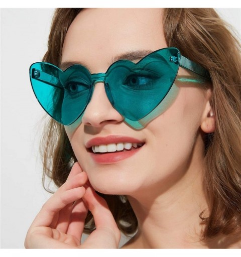 Goggle Summer Beach Love Heart Sunglasses Clear Lens Sun Glasses Women Vintage Cat Eye Sunglasses Shades - Sea Green - CM18Y3...