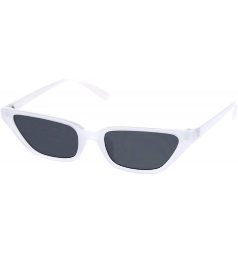 Rectangular Womens Retro Fashion Sunglasses Rectangular Cateye Trapezoid Frame UV 400 - Frost White (Black) - CH18WTRG8OU $23.17