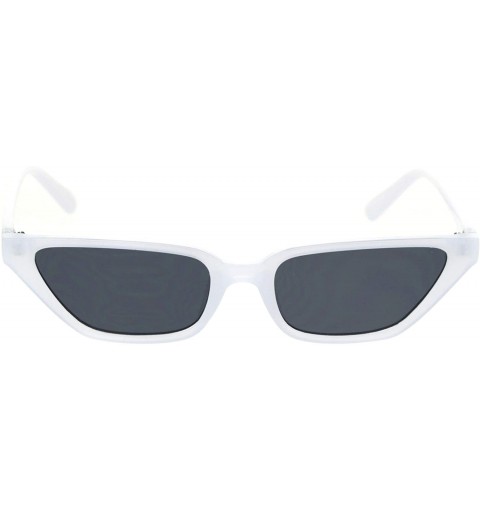 Rectangular Womens Retro Fashion Sunglasses Rectangular Cateye Trapezoid Frame UV 400 - Frost White (Black) - CH18WTRG8OU $9.32