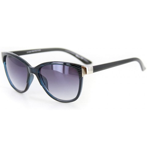Wayfarer Verona" Vintage-Inspired Wayfarer Sunglasses (Blue Stripe w/Smoke Lens) - CU11GFO8RGL $16.77