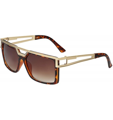 Oversized Sunglasses for Men Brushed Metal Frame Rubber Legs-Light Weight - Brown - CL18OYASX82 $12.25