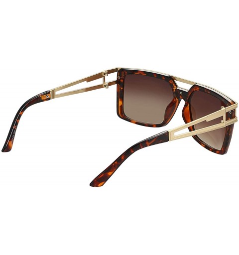 Oversized Sunglasses for Men Brushed Metal Frame Rubber Legs-Light Weight - Brown - CL18OYASX82 $12.25