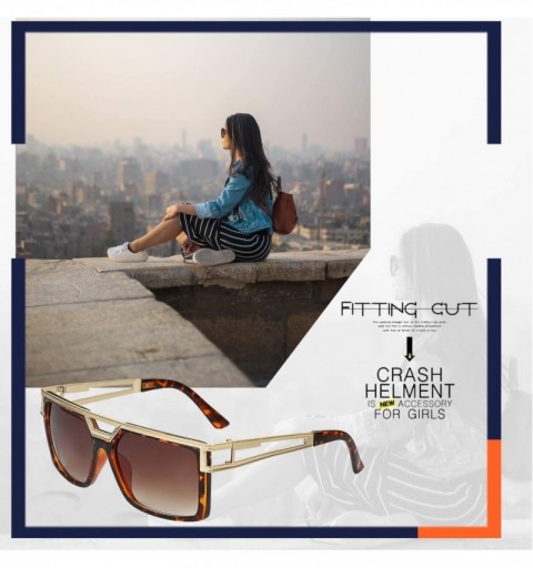 Oversized Sunglasses for Men Brushed Metal Frame Rubber Legs-Light Weight - Brown - CL18OYASX82 $12.25