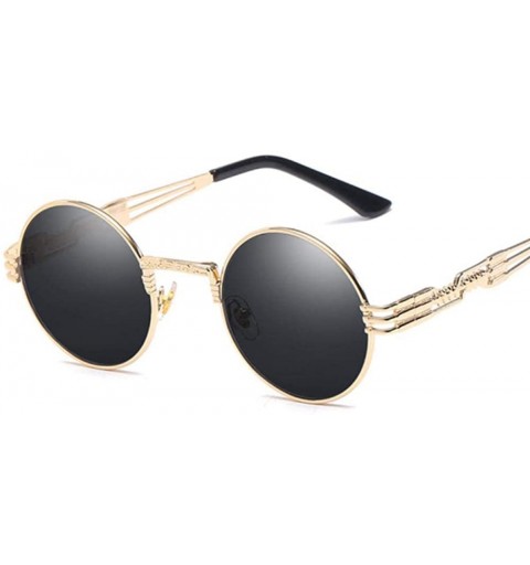 Oversized Metal Round Steampunk Sunglasses Men Women Fashion Glasses Brand SilverSilver - Goldgray - C518XQYDOZW $8.21