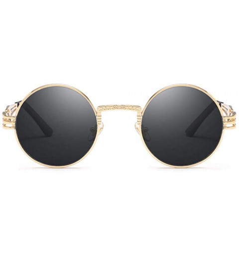 Oversized Metal Round Steampunk Sunglasses Men Women Fashion Glasses Brand SilverSilver - Goldgray - C518XQYDOZW $8.21