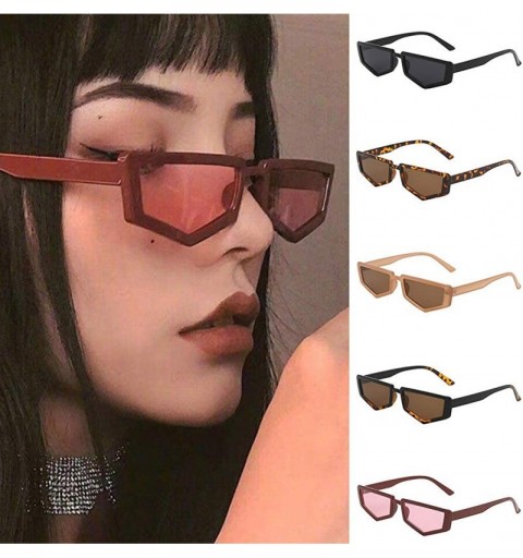 Rimless Small Frame Skinny Cat Eye Sunglasses for Women Colorful Lens Mini Narrow Square Retro Cateye Vintage Sunglasses - CF...