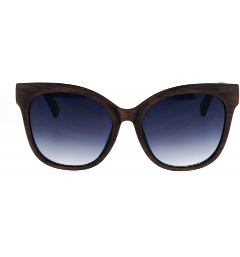 Oversized Wood Grain Thick Plastic Horn Rim Cat Eye Oversize Sunglasses - Brown Smoke - CW12NZVYQD5 $20.75