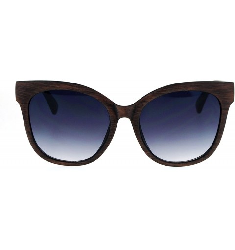 Oversized Wood Grain Thick Plastic Horn Rim Cat Eye Oversize Sunglasses - Brown Smoke - CW12NZVYQD5 $11.64