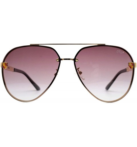 Aviator p663 Trendy Aviator Polarized - for Womens-Mens 100% UV PROTECTION - Gold-browndegrade - CG192TGKDHC $17.87