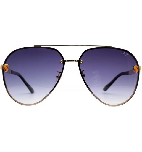 Aviator p663 Trendy Aviator Polarized - for Womens-Mens 100% UV PROTECTION - Gold-browndegrade - CG192TGKDHC $17.87