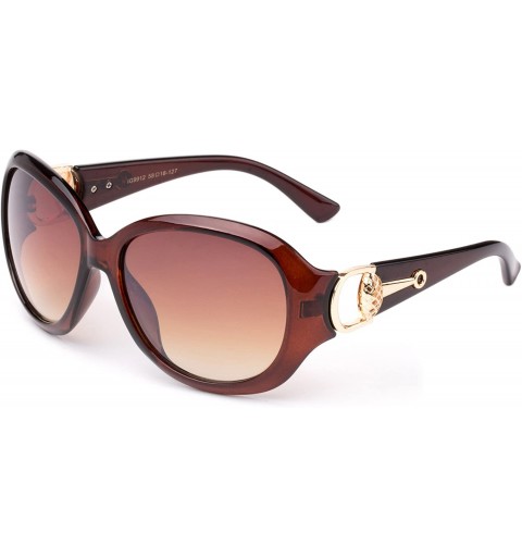 Round Ville" - Round Temple Design Fashion Sunglasses with UV Protection for Women - Brown - CL17YDY8T5E $9.36