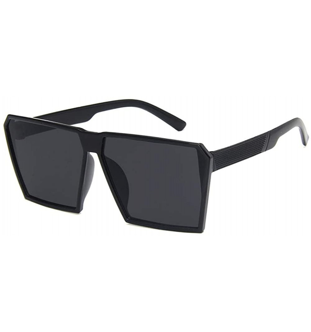 Square Unisex Sunglasses Fashion Black Grey Drive Holiday Square Non-Polarized UV400 - Black Grey - CV18RLIA35W $7.89