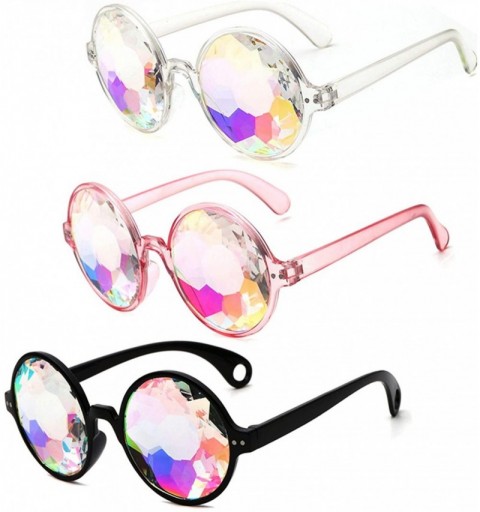 Round 3 Pack Kaleidoscope Sunglasses Rainbow Prism Sunglasses Goggles Crystal Lenses Festival Party Sunglasses - CZ1967UM00W ...