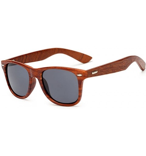 Square Wood Sunglasses for Men Women Vintage Real Wooden Arms Glasses - Brown - CN18445O9HH $14.91