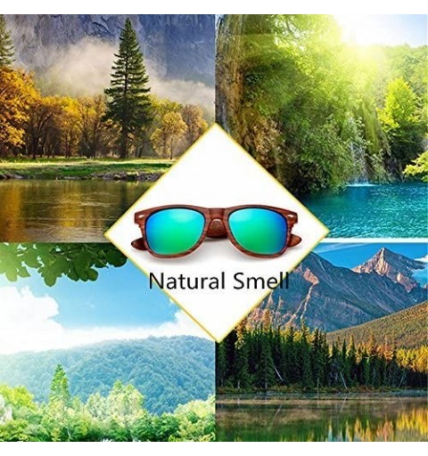 Square Wood Sunglasses for Men Women Vintage Real Wooden Arms Glasses - Brown - CN18445O9HH $14.91