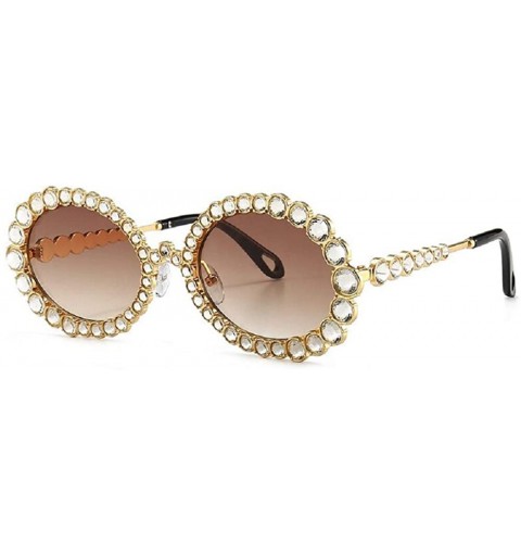 Round Vintage Diamond Sunglasses Crystal Glasses - CG197LLOWUS $17.77