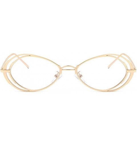 Oval Punk Style Hollow Sunglasses Women Metal Glasses Cat Retro Small Oval Men Sunglasses - Gold Transparent - CG18YESX9CK $2...