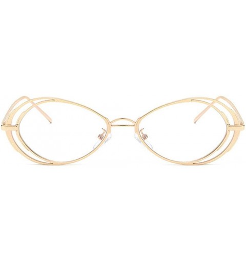 Oval Punk Style Hollow Sunglasses Women Metal Glasses Cat Retro Small Oval Men Sunglasses - Gold Transparent - CG18YESX9CK $1...