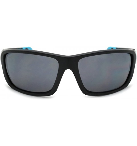 Sport Men's Full Frame Sports Sunglasses with Flash Mirror Lenses 570058/FM - Matte Black/Blue - C01271CD3L9 $10.08