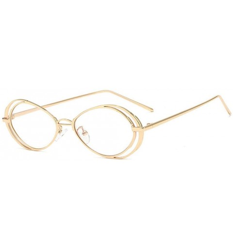 Oval Punk Style Hollow Sunglasses Women Metal Glasses Cat Retro Small Oval Men Sunglasses - Gold Transparent - CG18YESX9CK $1...