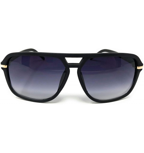 Sport Adult Size 70's Style Plastic Aviator Sunglasses - Black Rubberized- Smoke - CQ195CQQU4M $11.11
