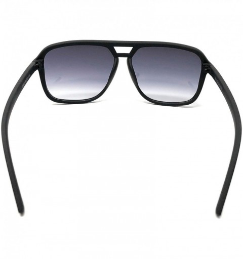 Sport Adult Size 70's Style Plastic Aviator Sunglasses - Black Rubberized- Smoke - CQ195CQQU4M $11.11