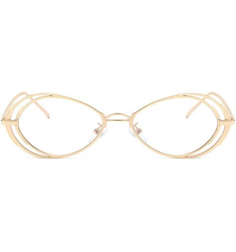 Oval Punk Style Hollow Sunglasses Women Metal Glasses Cat Retro Small Oval Men Sunglasses - Gold Transparent - CG18YESX9CK $1...