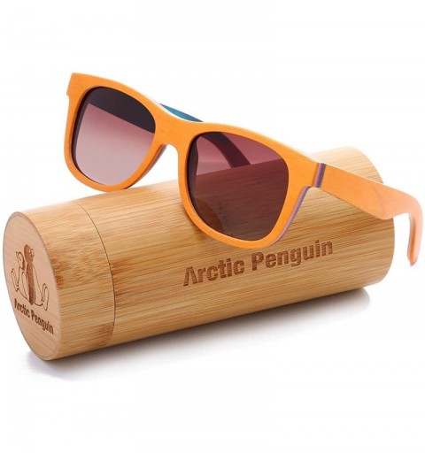 Wayfarer Skateboard Sunglasses Wood Glasses Polarized Fishing Sun Shades for Men UV400 Protection with Bamboo Case 52mm - CY1...
