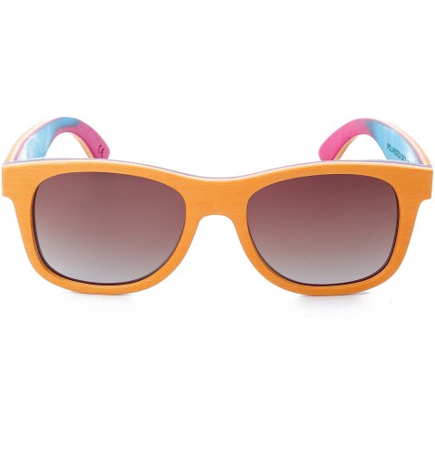 Wayfarer Skateboard Sunglasses Wood Glasses Polarized Fishing Sun Shades for Men UV400 Protection with Bamboo Case 52mm - CY1...