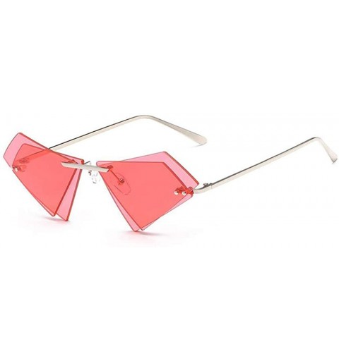 Rimless Women Fashion Sunglasses Double Triangular Ocean Slice Sunglasses With Case UV400 Protection - CL18XD8ARD9 $16.94