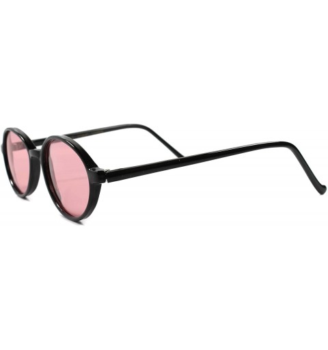 Oval Vintage 80s Old Fashioned Oval Sunglasses - Black / Pink - CG18ECETO0O $9.78