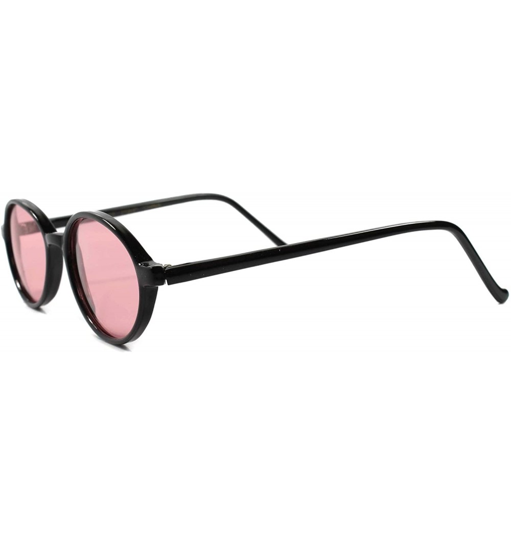 Oval Vintage 80s Old Fashioned Oval Sunglasses - Black / Pink - CG18ECETO0O $9.78