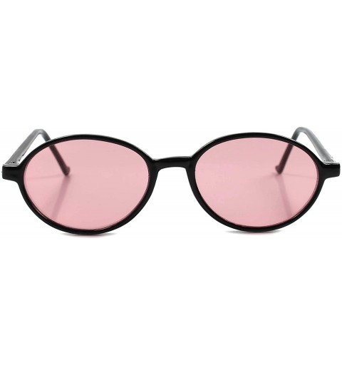 Oval Vintage 80s Old Fashioned Oval Sunglasses - Black / Pink - CG18ECETO0O $9.78