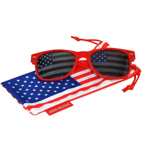 Aviator Classic American Flag Sunglasses USA Patriot Colored Lens 4th of July - Flag_colored_frame_red - CT12ODPJS23 $7.92