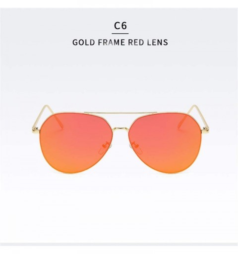 Oversized Oversized Aviator Sunglasses Mirrored Flat Lens for Men Women UV400 Y3980 - Red - CB18QZ97QTL $14.07
